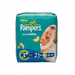 Подгузники 21 шт. Pampers актив беби миди плюс 5-10 кг р. 3
