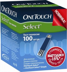 Тест-полоски OneTouch селект 100 шт.